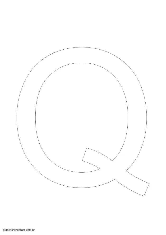 Molde da letra Q maiúscula em tamanho grande para imprimir, colorir ou recortar.