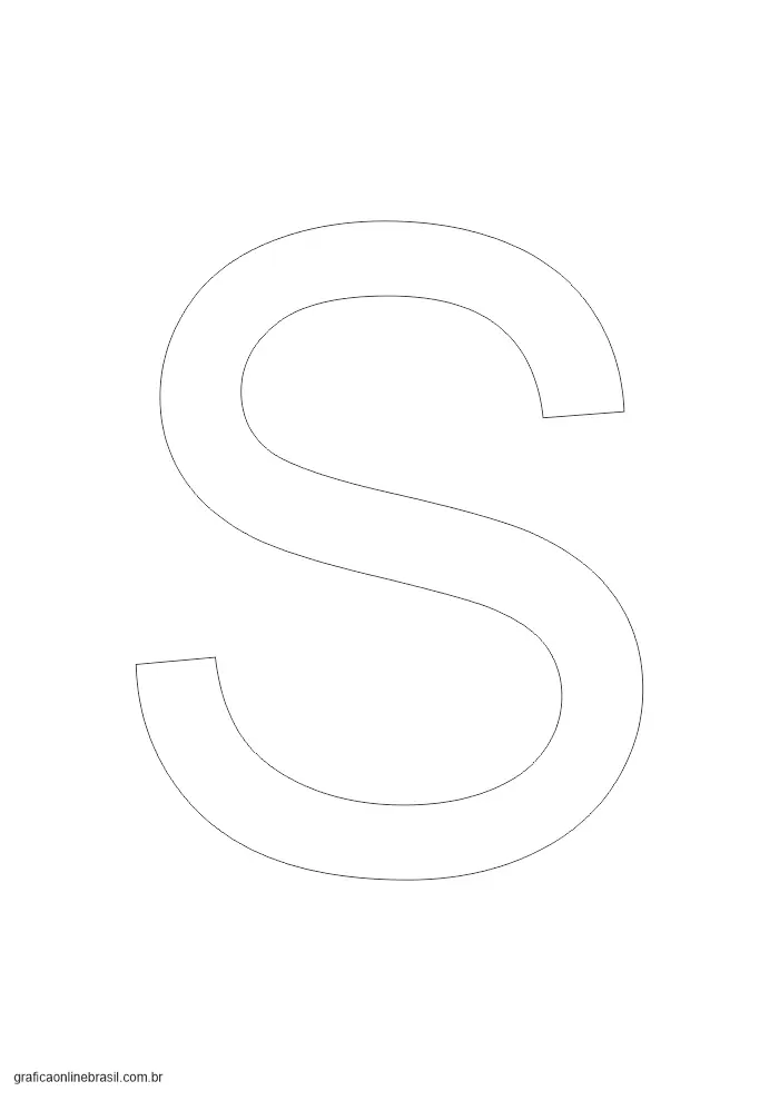 Molde da letra S maiúscula em tamanho grande para imprimir, colorir ou recortar.
