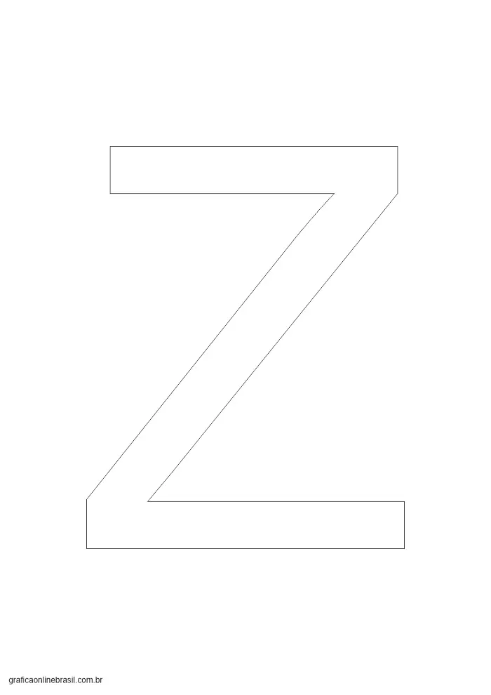 Molde da letra Z maiúscula em tamanho grande para imprimir, colorir ou recortar.