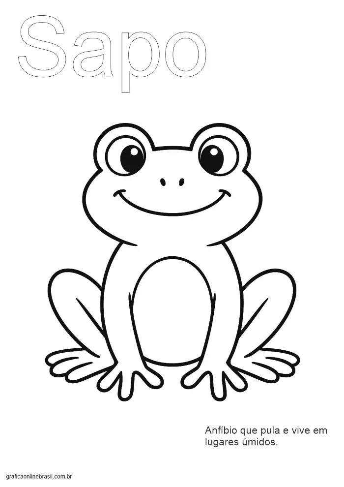 Atividade infantil com o nome "Sapo" pontilhado e imagem do animal.