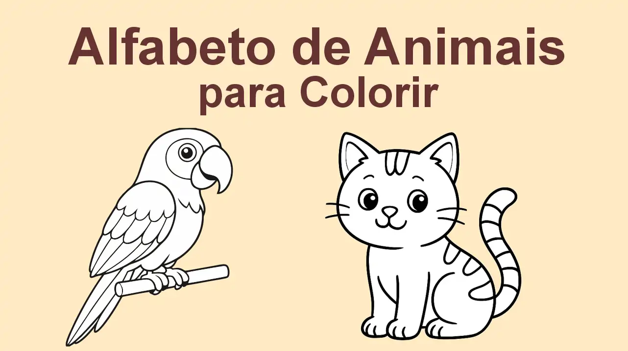 Alfabeto de Animais para Colorir com Nome e Descrição